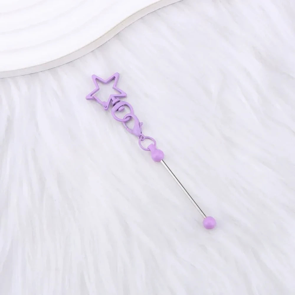 Beadable Colorful Star Shaped Metal Keychain for DIY