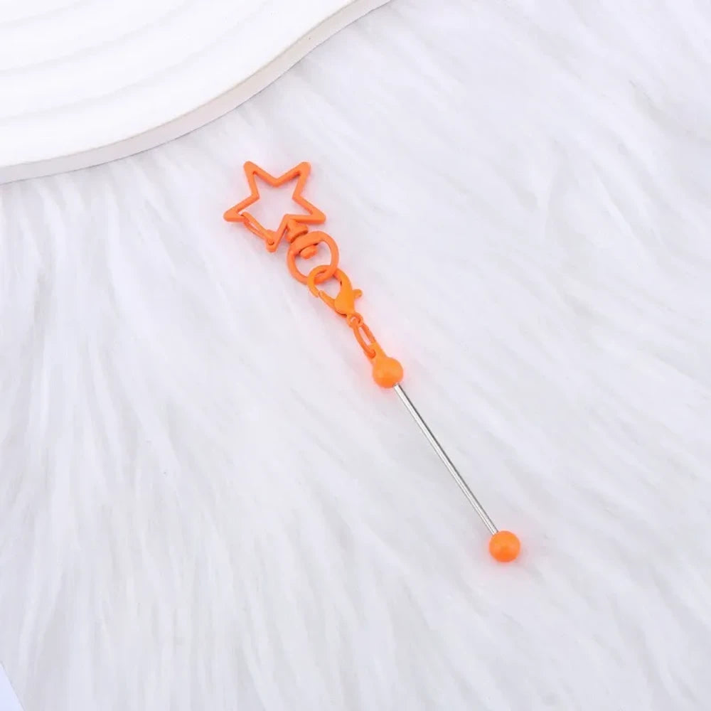 Beadable Colorful Star Shaped Metal Keychain for DIY