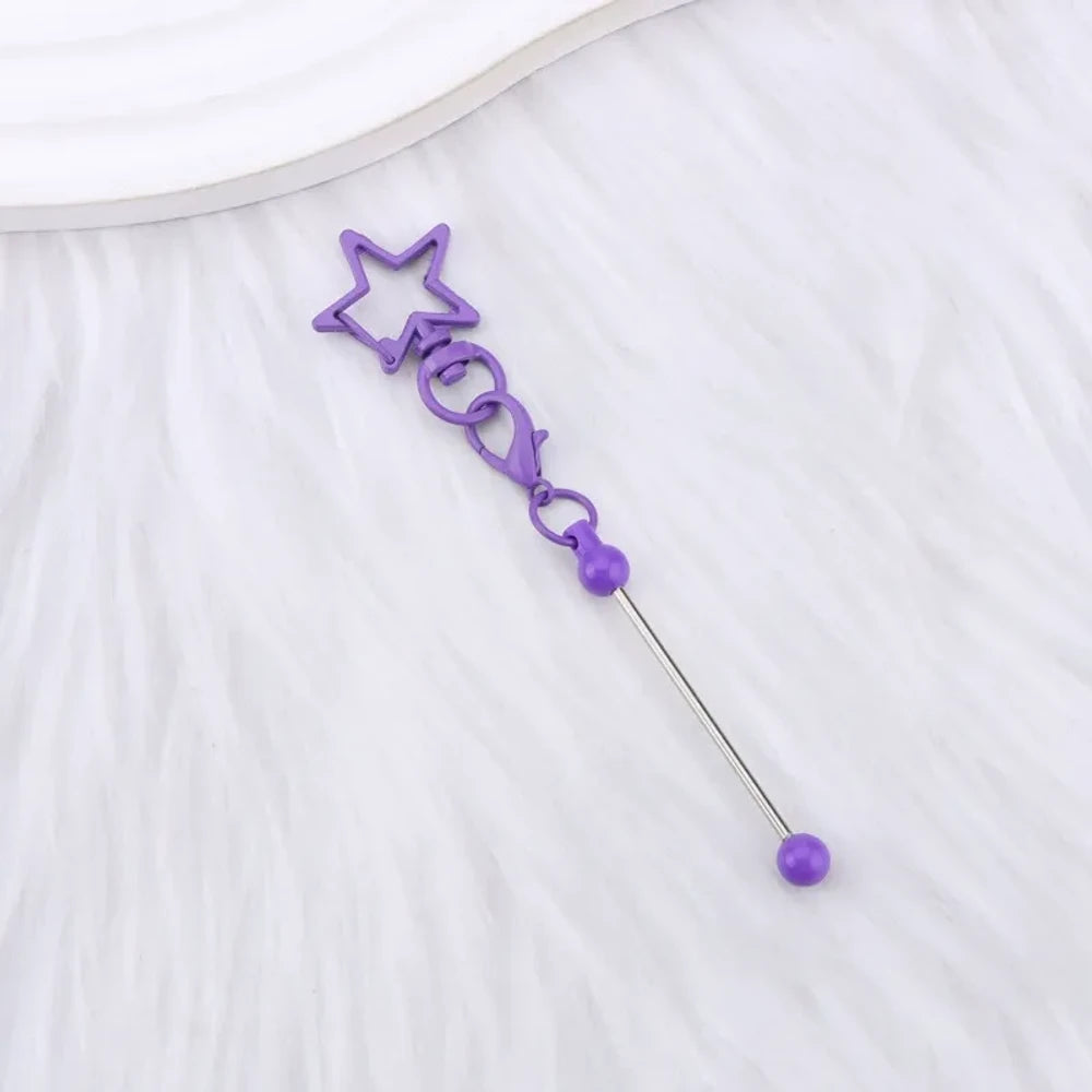 Beadable Colorful Star Shaped Metal Keychain for DIY