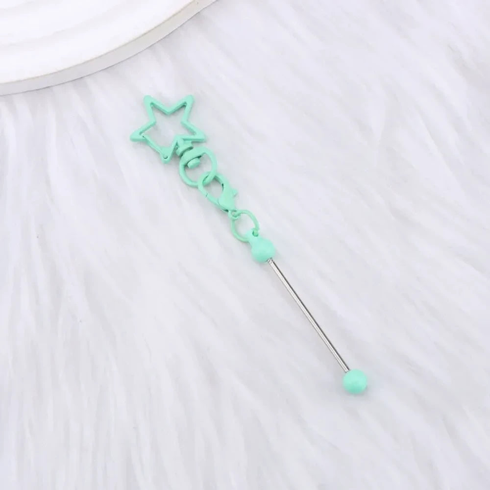 Beadable Colorful Star Shaped Metal Keychain for DIY