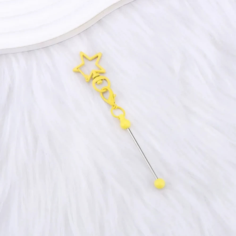 Beadable Colorful Star Shaped Metal Keychain for DIY