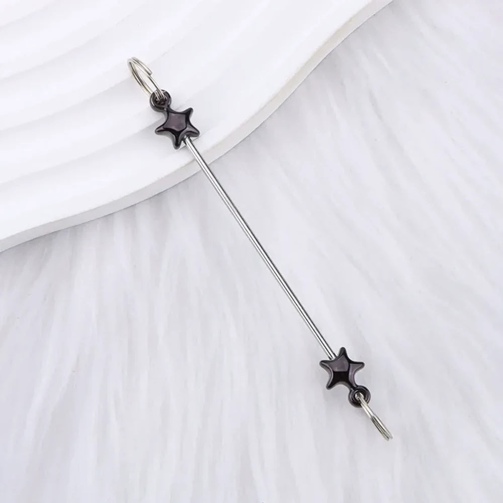 Beadable Colorful Star Shaped Metal Keychain for DIY