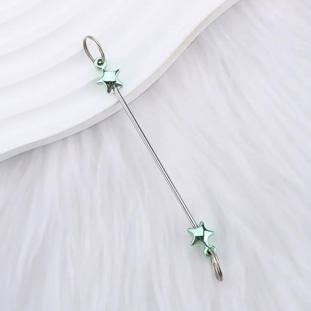 Beadable Colorful Star Shaped Metal Keychain for DIY