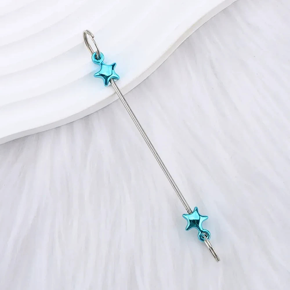 Beadable Colorful Star Shaped Metal Keychain for DIY