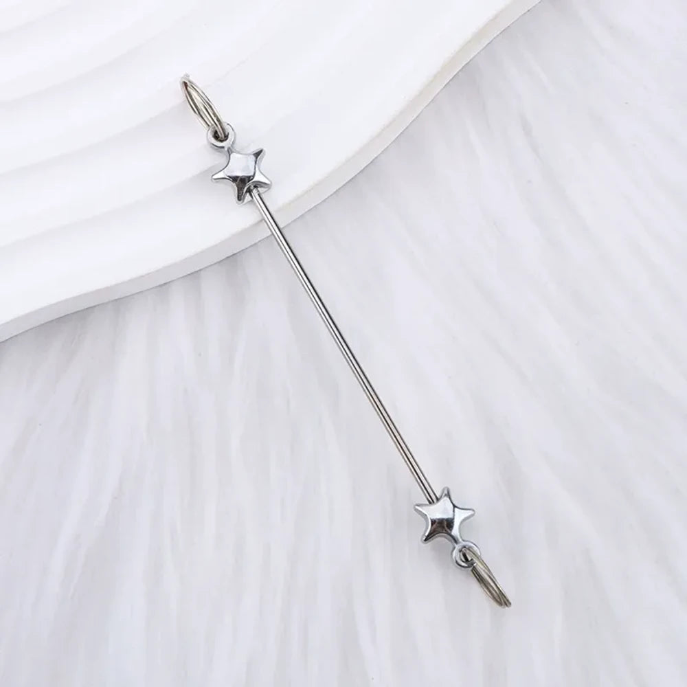 Beadable Colorful Star Shaped Metal Keychain for DIY