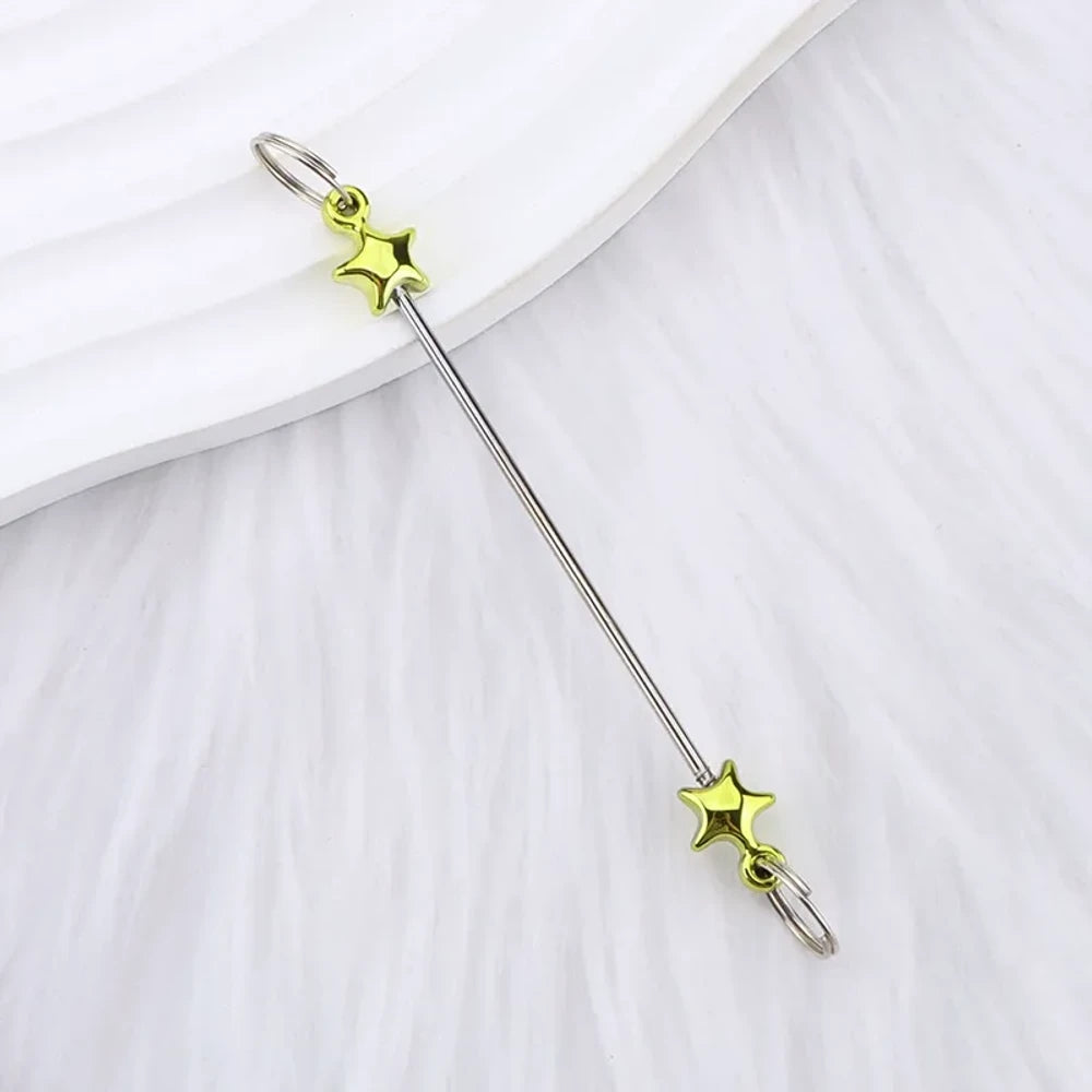 Beadable Colorful Star Shaped Metal Keychain for DIY