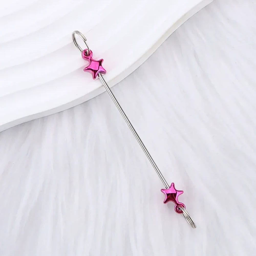 Beadable Colorful Star Shaped Metal Keychain for DIY
