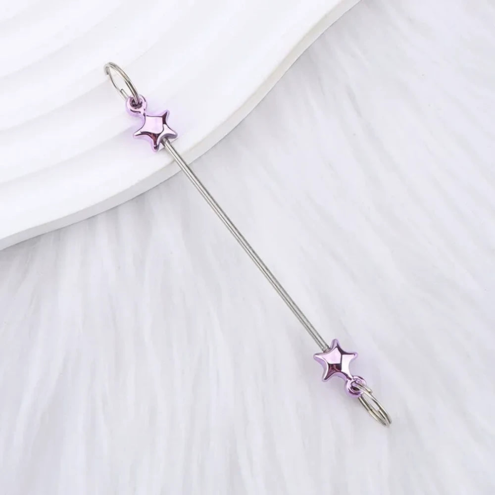 Beadable Colorful Star Shaped Metal Keychain for DIY