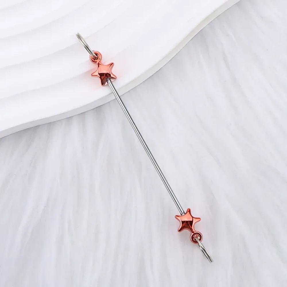 Beadable Colorful Star Shaped Metal Keychain for DIY