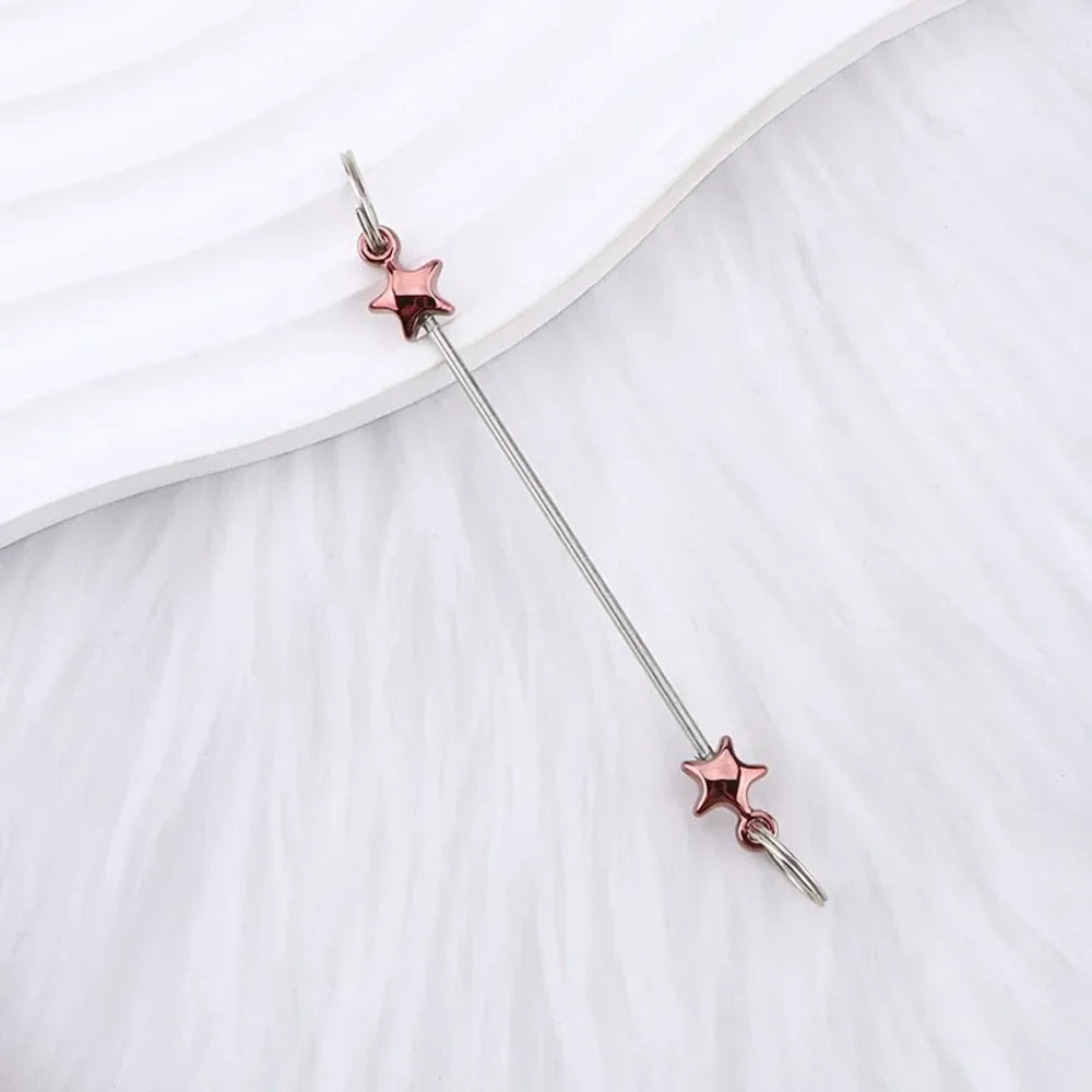 Beadable Colorful Star Shaped Metal Keychain for DIY