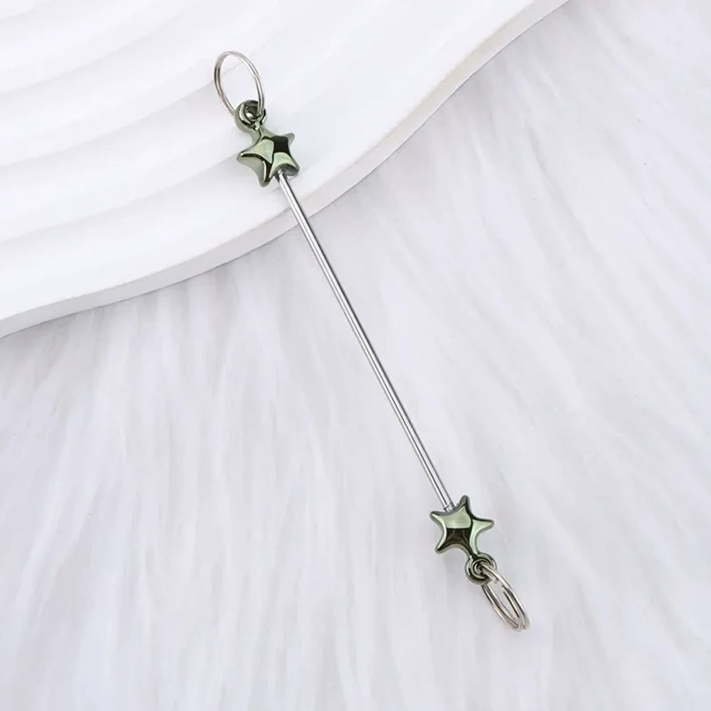 Beadable Colorful Star Shaped Metal Keychain for DIY