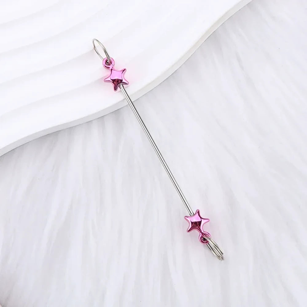Beadable Colorful Star Shaped Metal Keychain for DIY