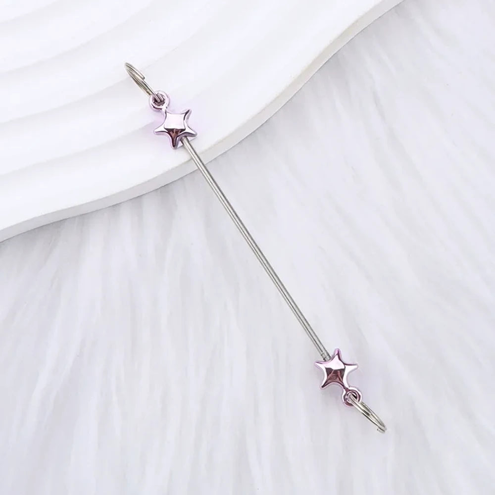 Beadable Colorful Star Shaped Metal Keychain for DIY