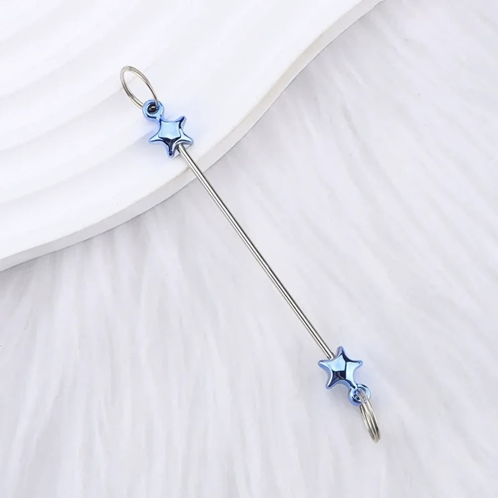 Beadable Colorful Star Shaped Metal Keychain for DIY