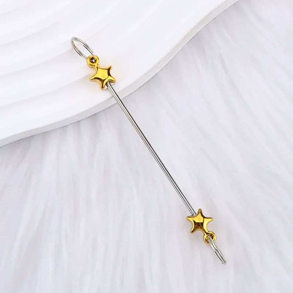 Beadable Colorful Star Shaped Metal Keychain for DIY