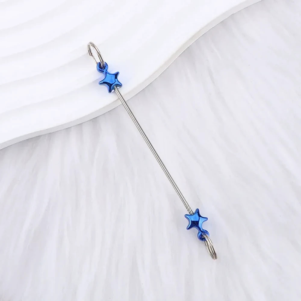 Beadable Colorful Star Shaped Metal Keychain for DIY