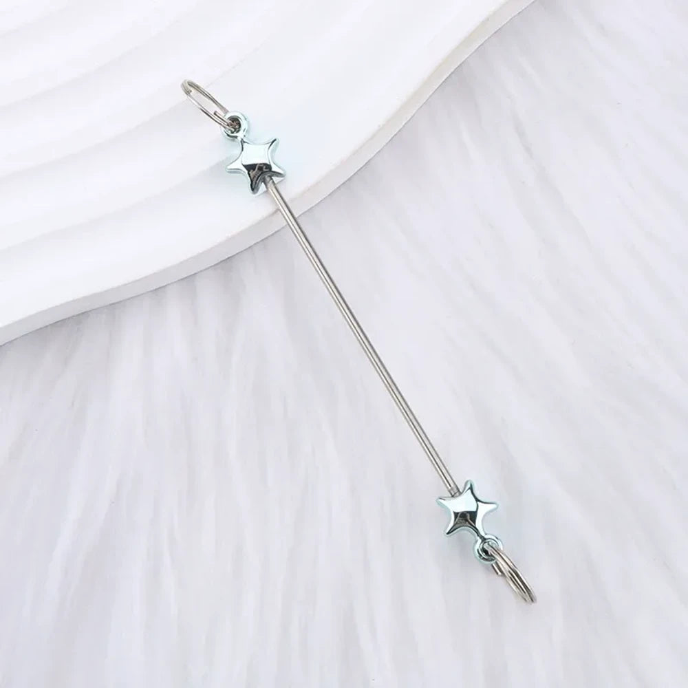 Beadable Colorful Star Shaped Metal Keychain for DIY