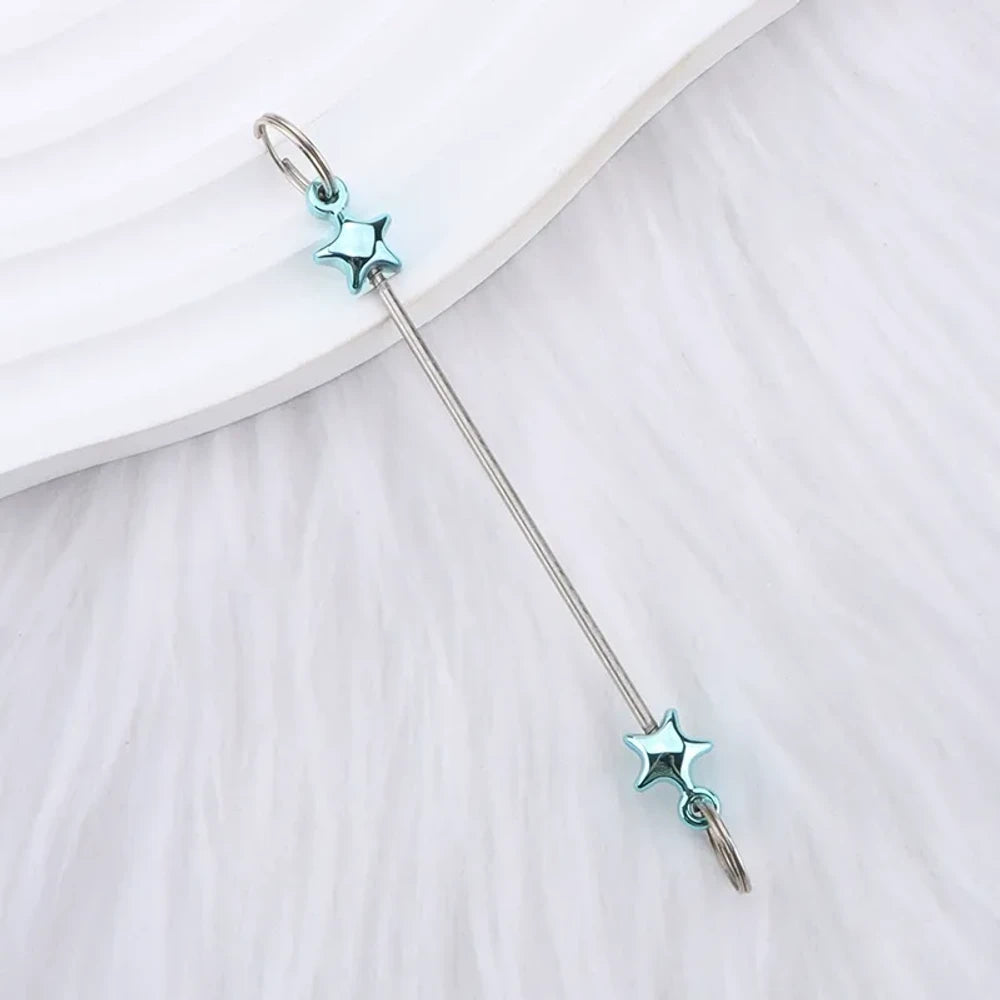 Beadable Colorful Star Shaped Metal Keychain for DIY