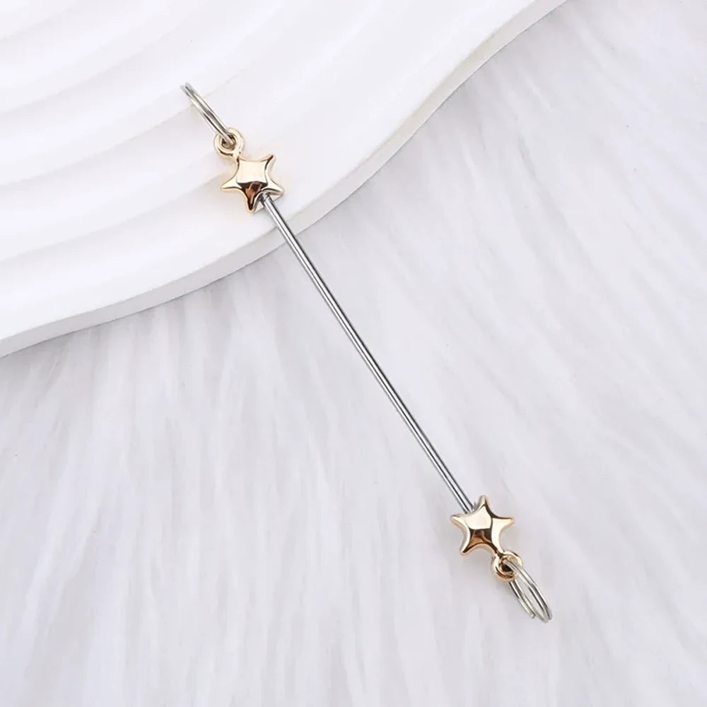 Beadable Colorful Star Shaped Metal Keychain for DIY