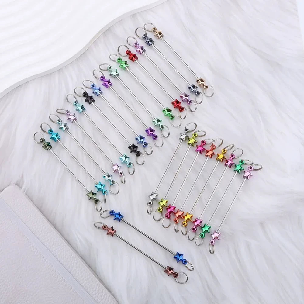 Beadable Colorful Star Shaped Metal Keychain for DIY