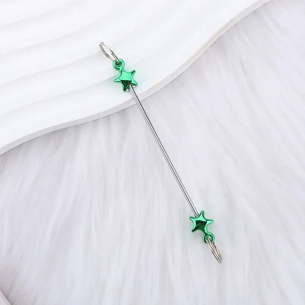 Beadable Colorful Star Shaped Metal Keychain for DIY