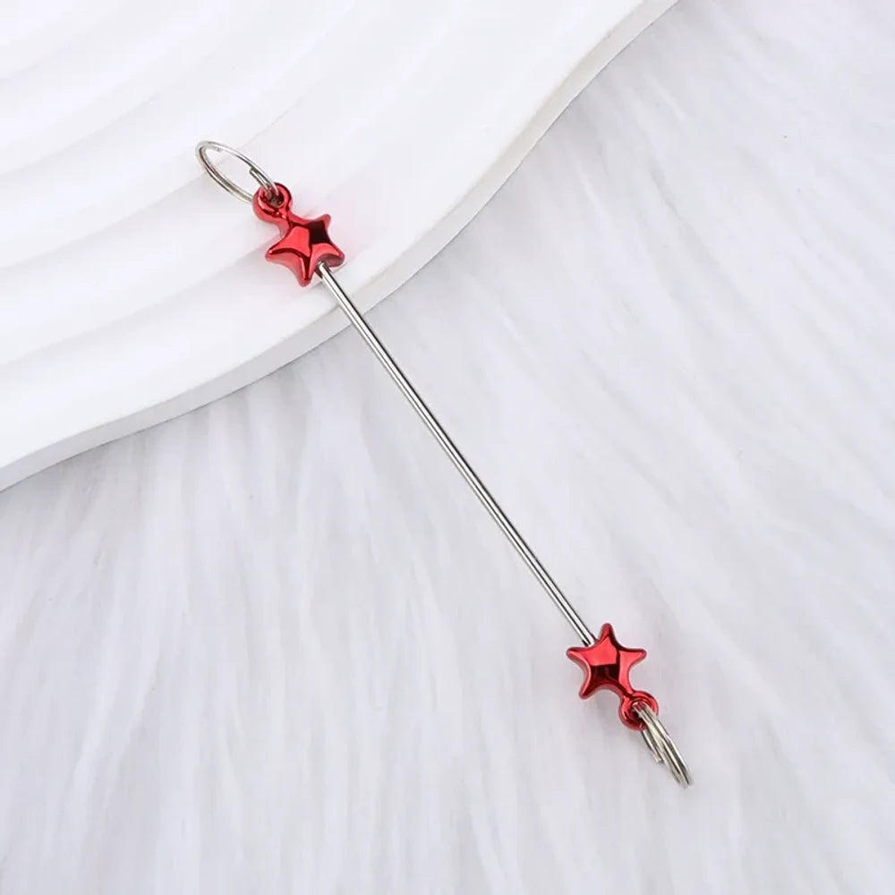 Beadable Colorful Star Shaped Metal Keychain for DIY