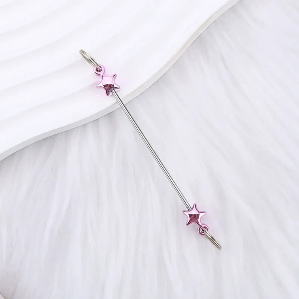 Beadable Colorful Star Shaped Metal Keychain for DIY