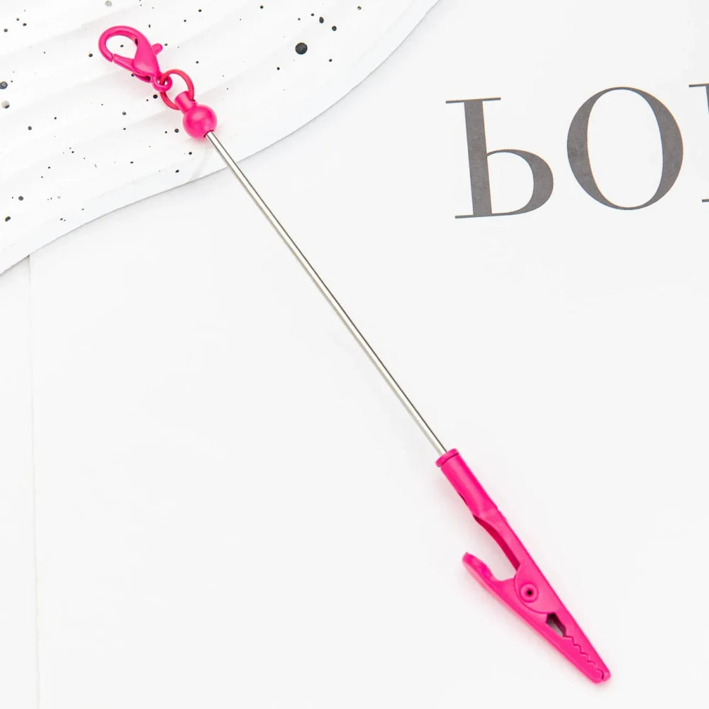 Beadable DIY Business Card Holder with Alligator Tooth Metal Keychain
