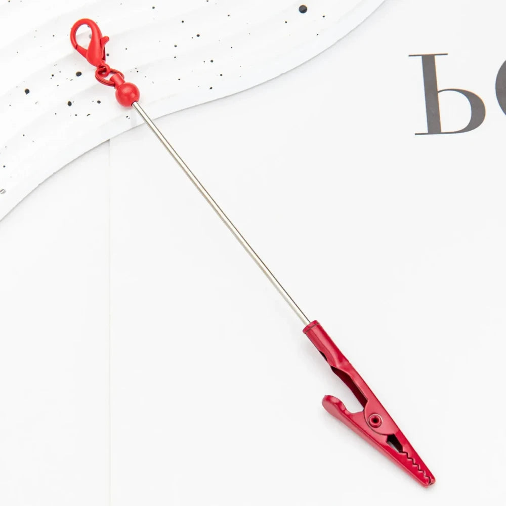 Beadable DIY Business Card Holder with Alligator Tooth Metal Keychain
