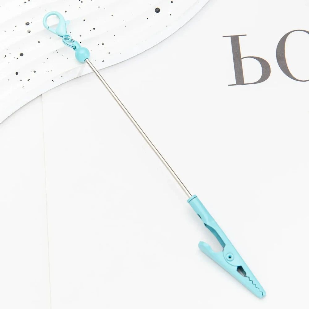 Beadable DIY Business Card Holder with Alligator Tooth Metal Keychain