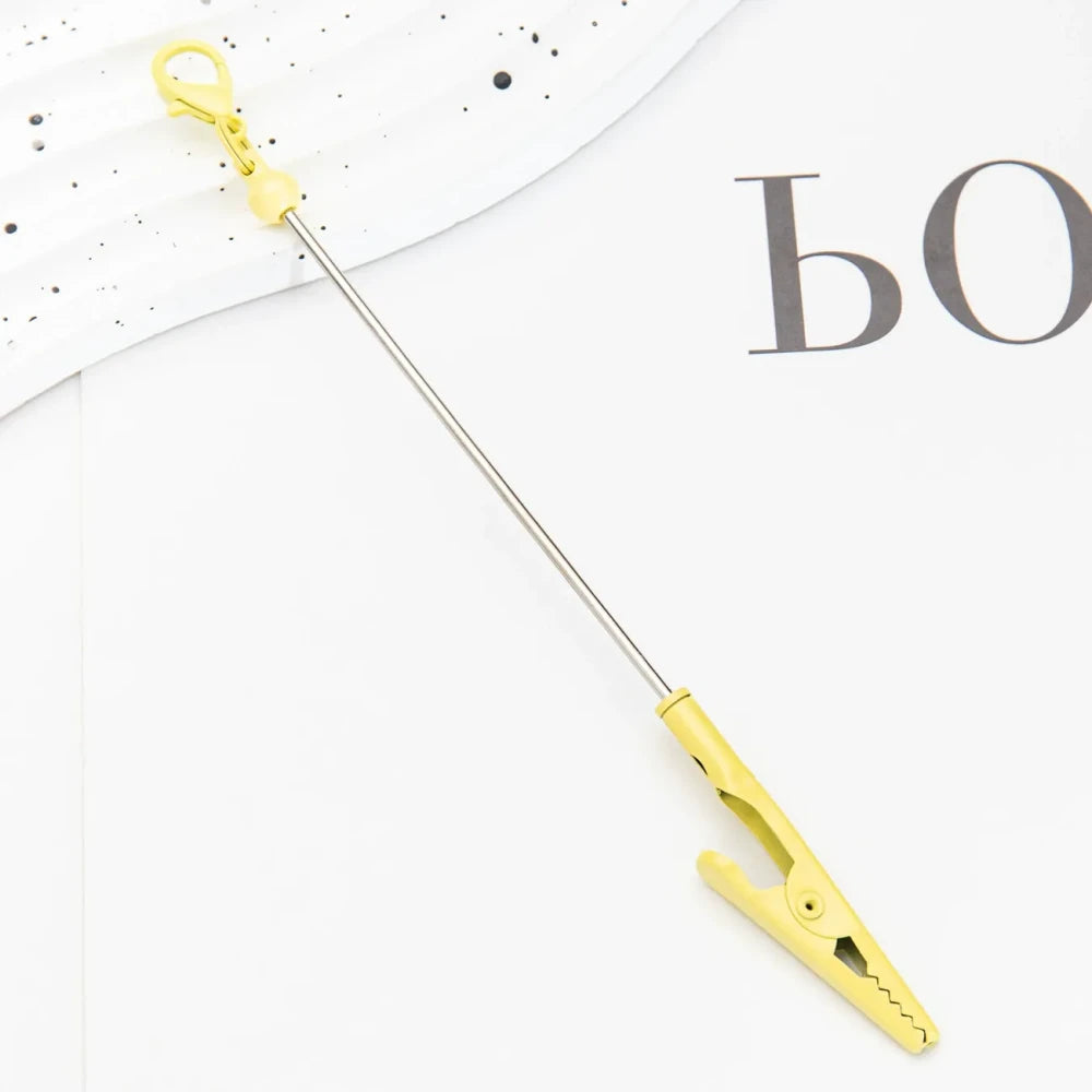 Beadable DIY Business Card Holder with Alligator Tooth Metal Keychain