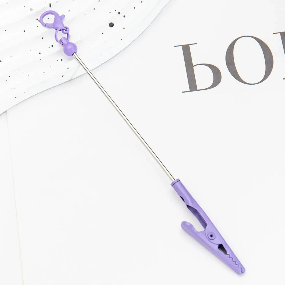 Beadable DIY Business Card Holder with Alligator Tooth Metal Keychain