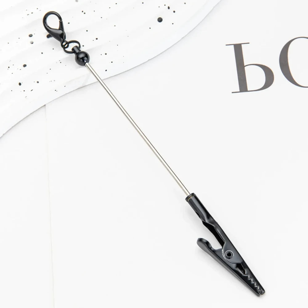 Beadable DIY Business Card Holder with Alligator Tooth Metal Keychain