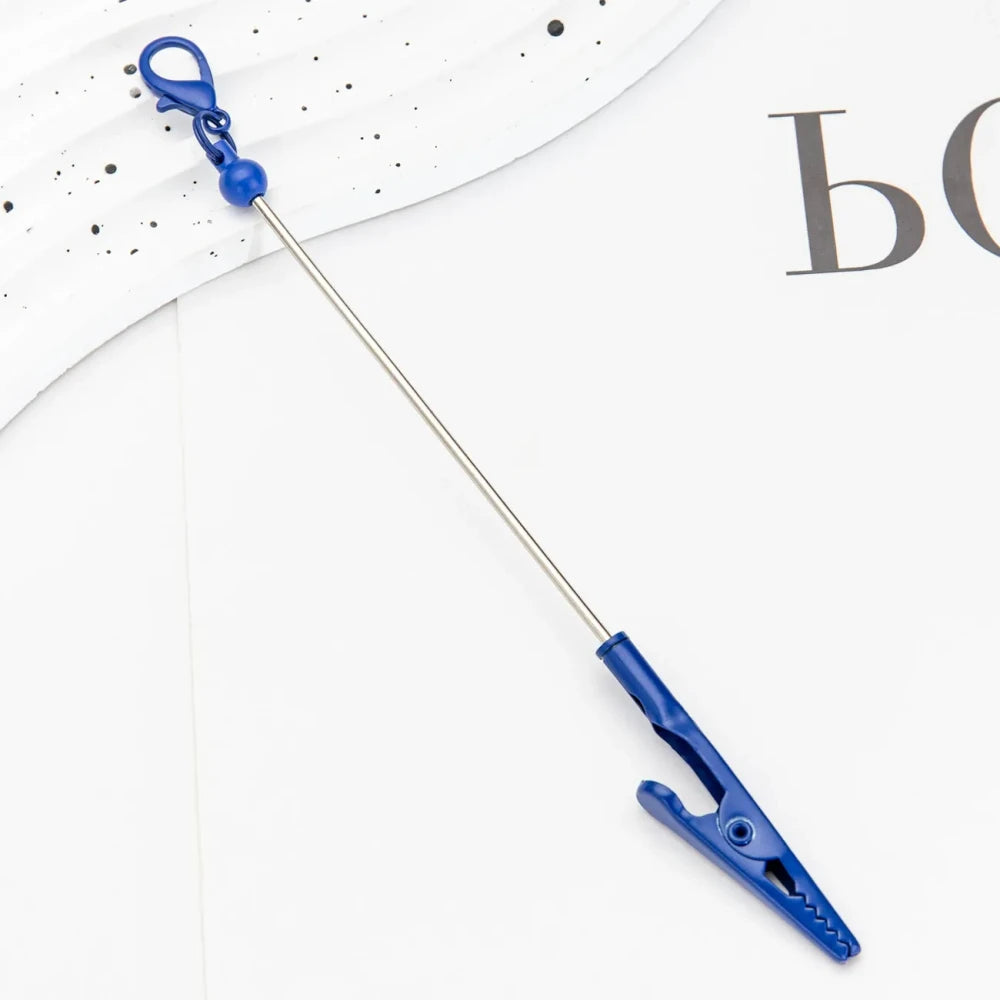 Beadable DIY Business Card Holder with Alligator Tooth Metal Keychain