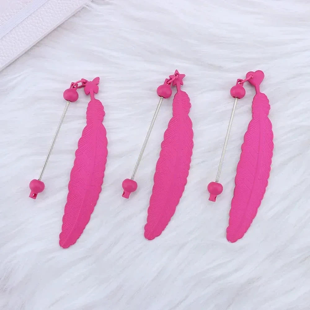 Beadable Feather Plastic Bookmark for DIY