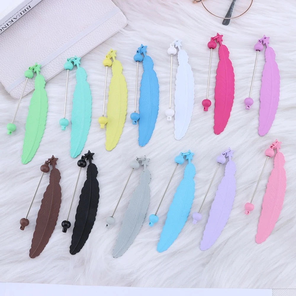 Beadable Feather Plastic Bookmark for DIY