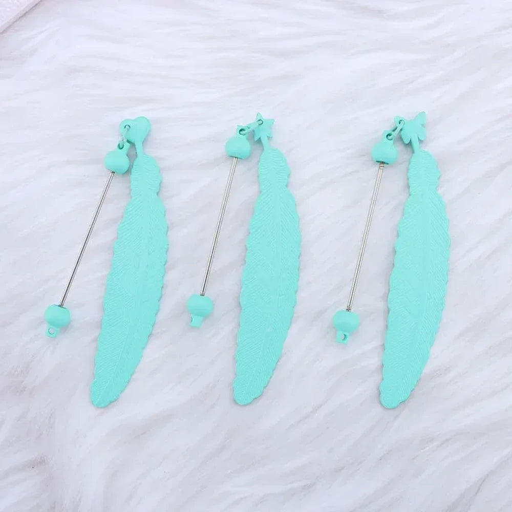 Beadable Feather Plastic Bookmark for DIY