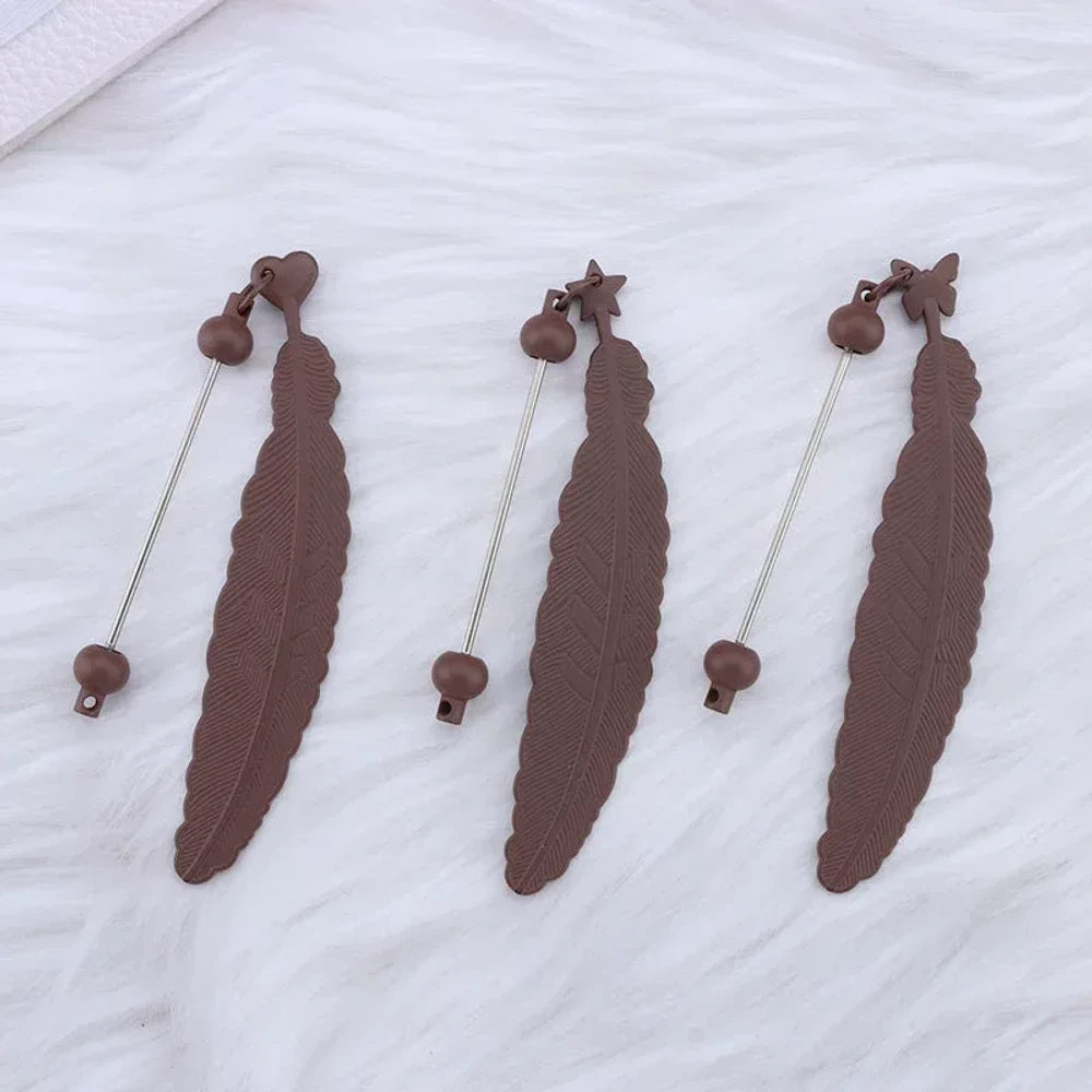 Beadable Feather Plastic Bookmark for DIY