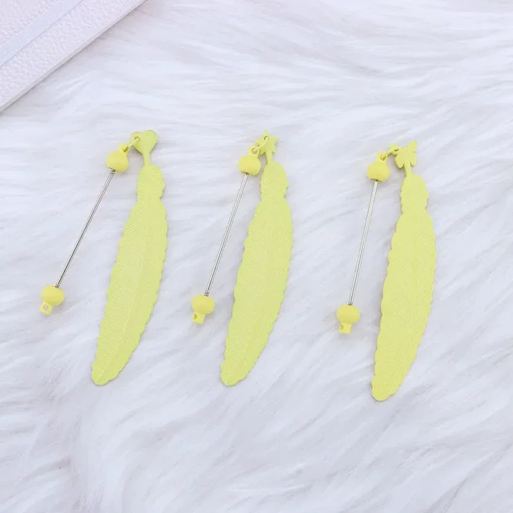 Beadable Feather Plastic Bookmark for DIY