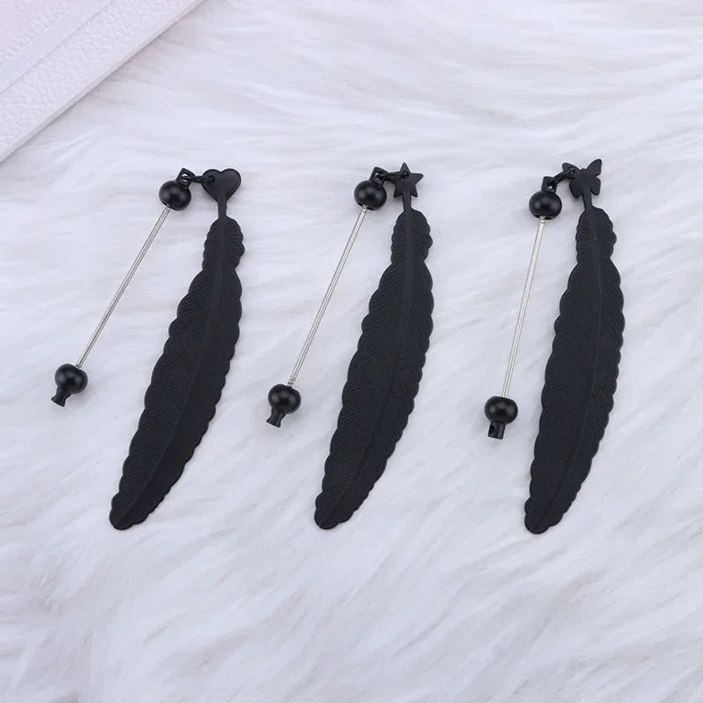 Beadable Feather Plastic Bookmark for DIY