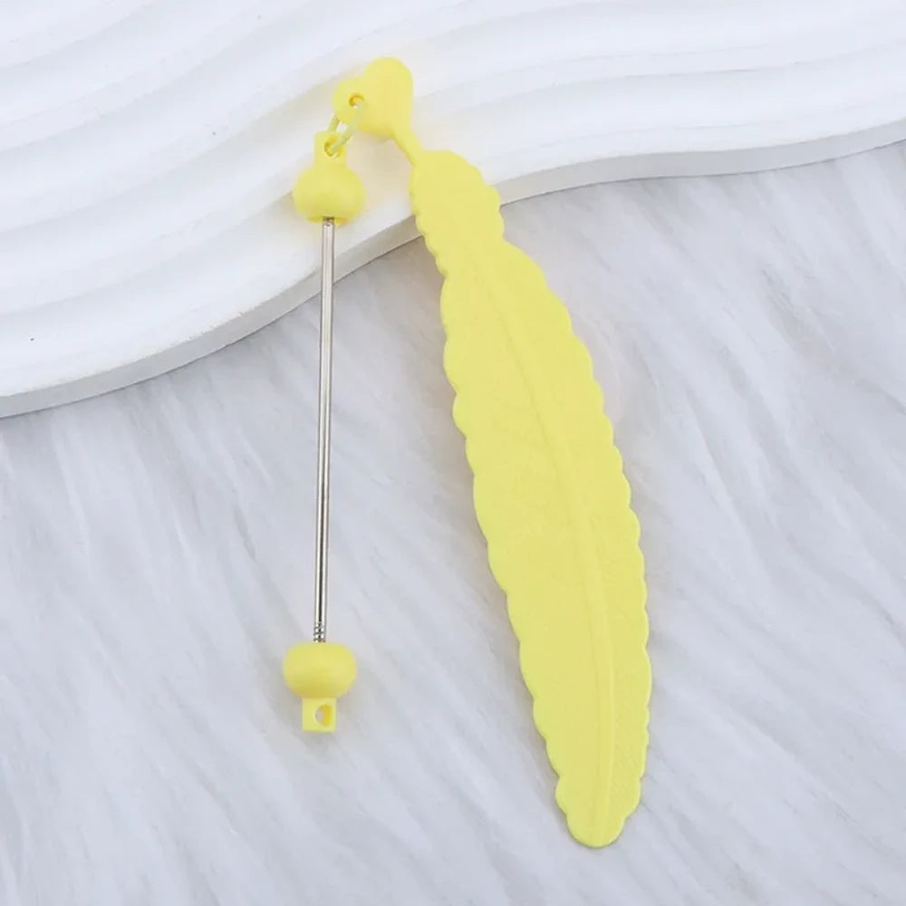 Beadable Feather Plastic Bookmark for DIY