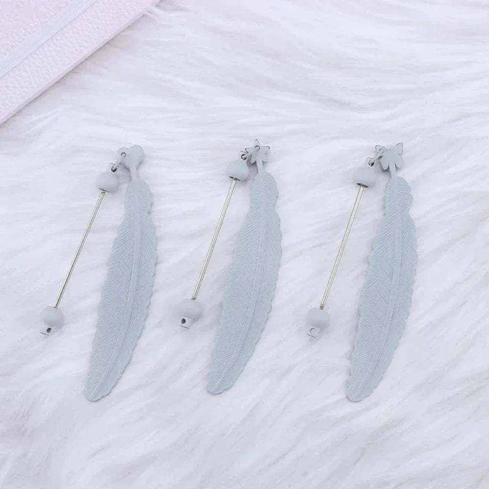 Beadable Feather Plastic Bookmark for DIY