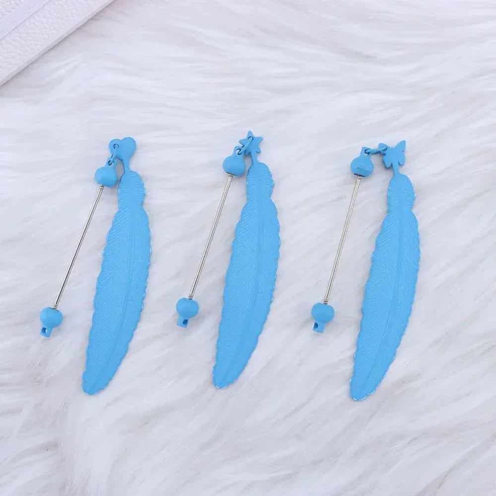 Beadable Feather Plastic Bookmark for DIY