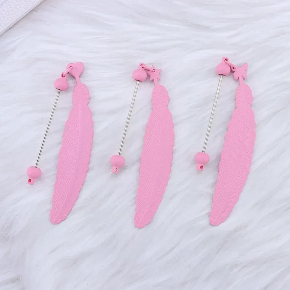Beadable Feather Plastic Bookmark for DIY