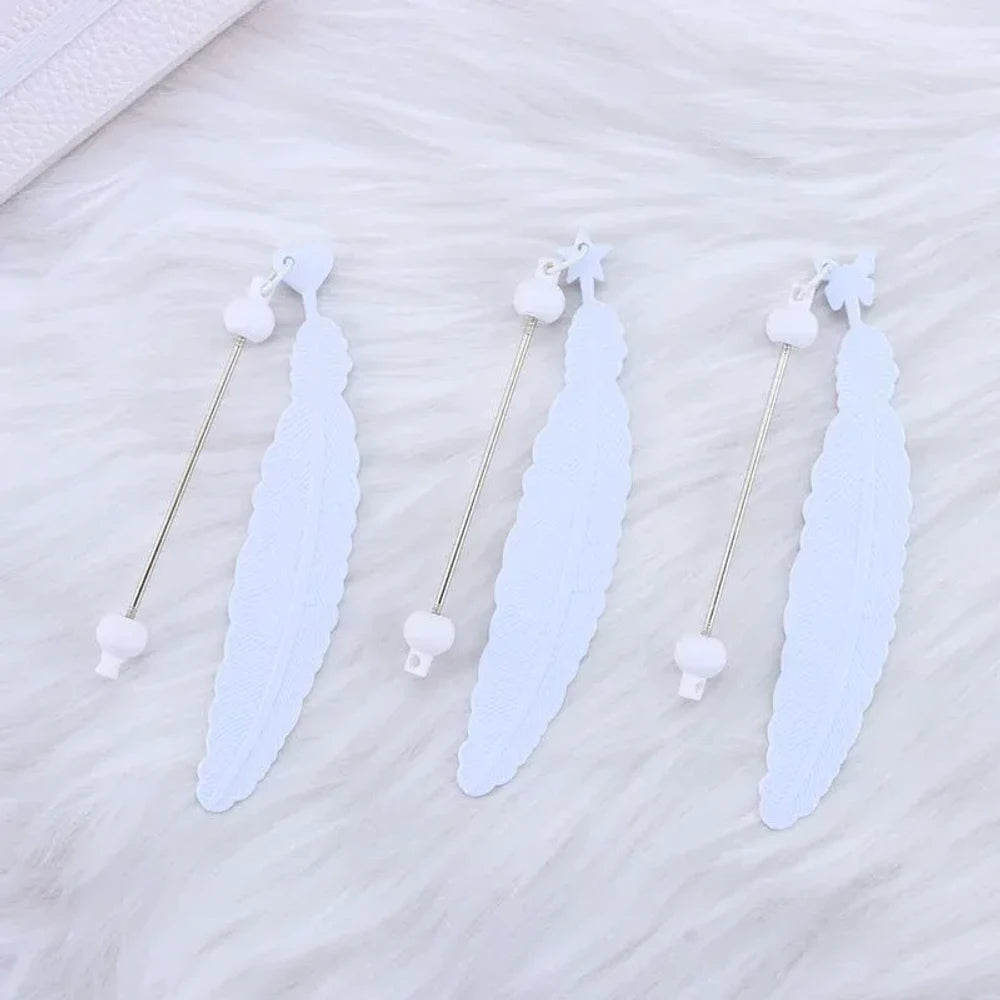Beadable Feather Plastic Bookmark for DIY