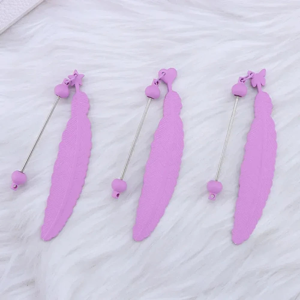 Beadable Feather Plastic Bookmark for DIY