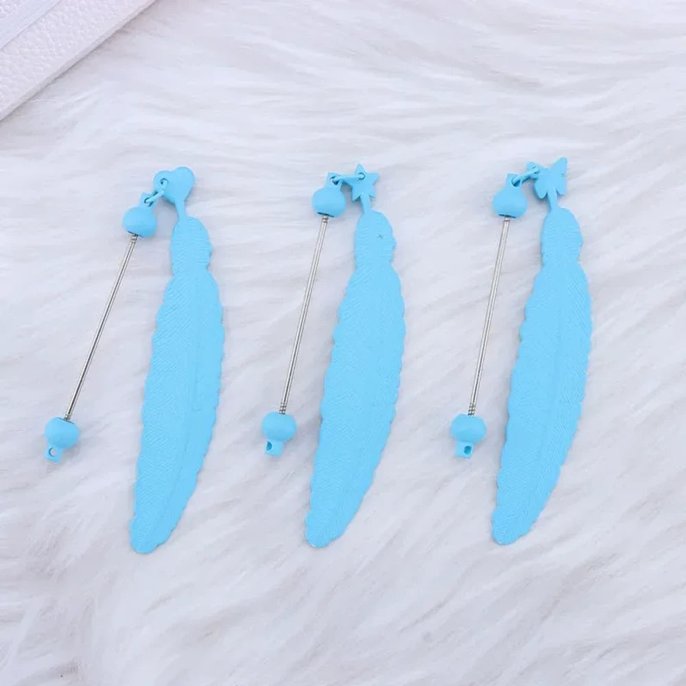 Beadable Feather Plastic Bookmark for DIY