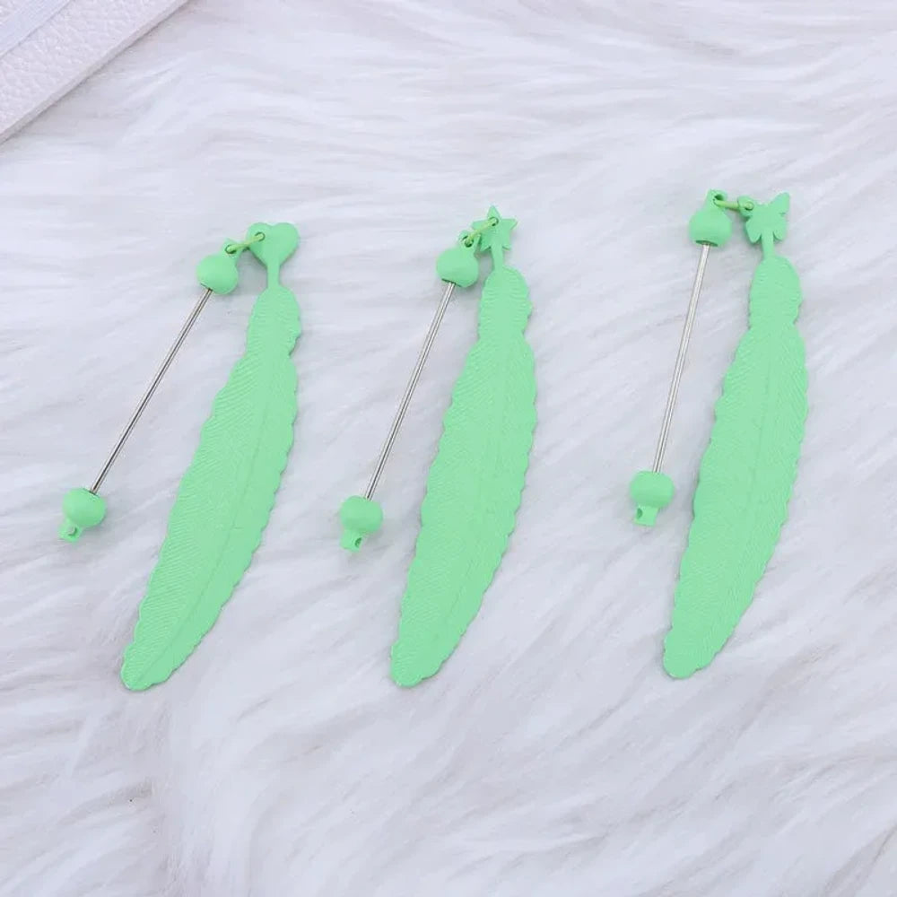 Beadable Feather Plastic Bookmark for DIY