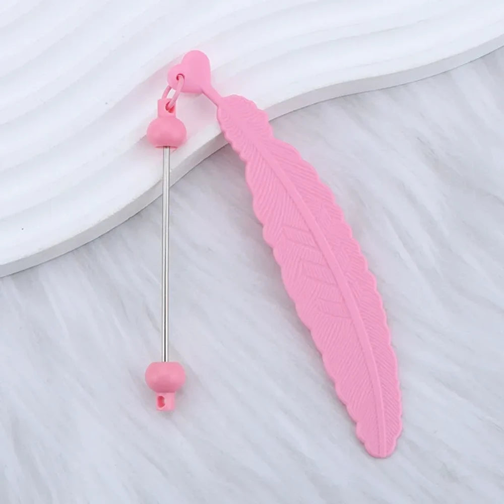 Beadable Feather Plastic Bookmark for DIY