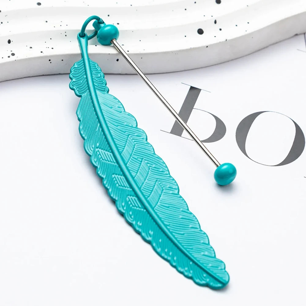 Beadable Feather Metal Bookmark for DIY
